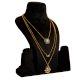 Green Kundan Multi-Layer Necklace with Gold Tone Chains & Pearl Tassels